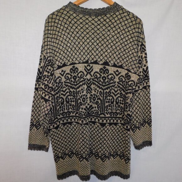 Vintage Separate Scene Womens L Black Gold Metallic Pullover Knit Sweater Retro - Picture 16 of 16